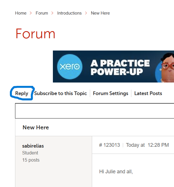 Reply to a Post in Forum